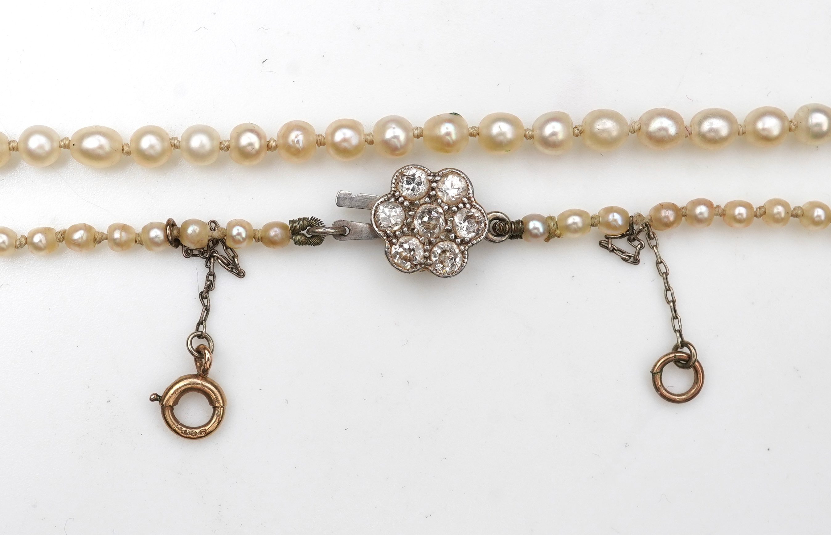 An Edwardian pearl and diamond necklace, early 20th century